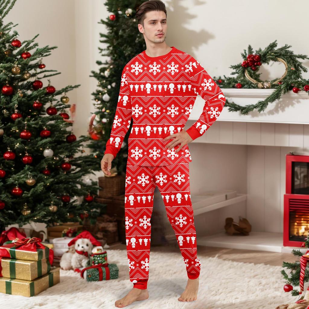 Print Cute Family Set Pajamas, Home Clothes, Family Set Long Sleeve Top Pants Set