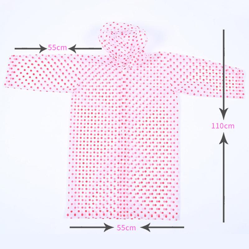 Reusable Dots Children Hooded Raincoat EVA Waterproof Boys Girls Jacket Snap Button Rain Gear Poncho Children Rain Cape Students