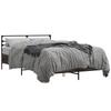 Brown Oak Effect Bed Frame 135 x 190 cm Wood Based Panel & Metal