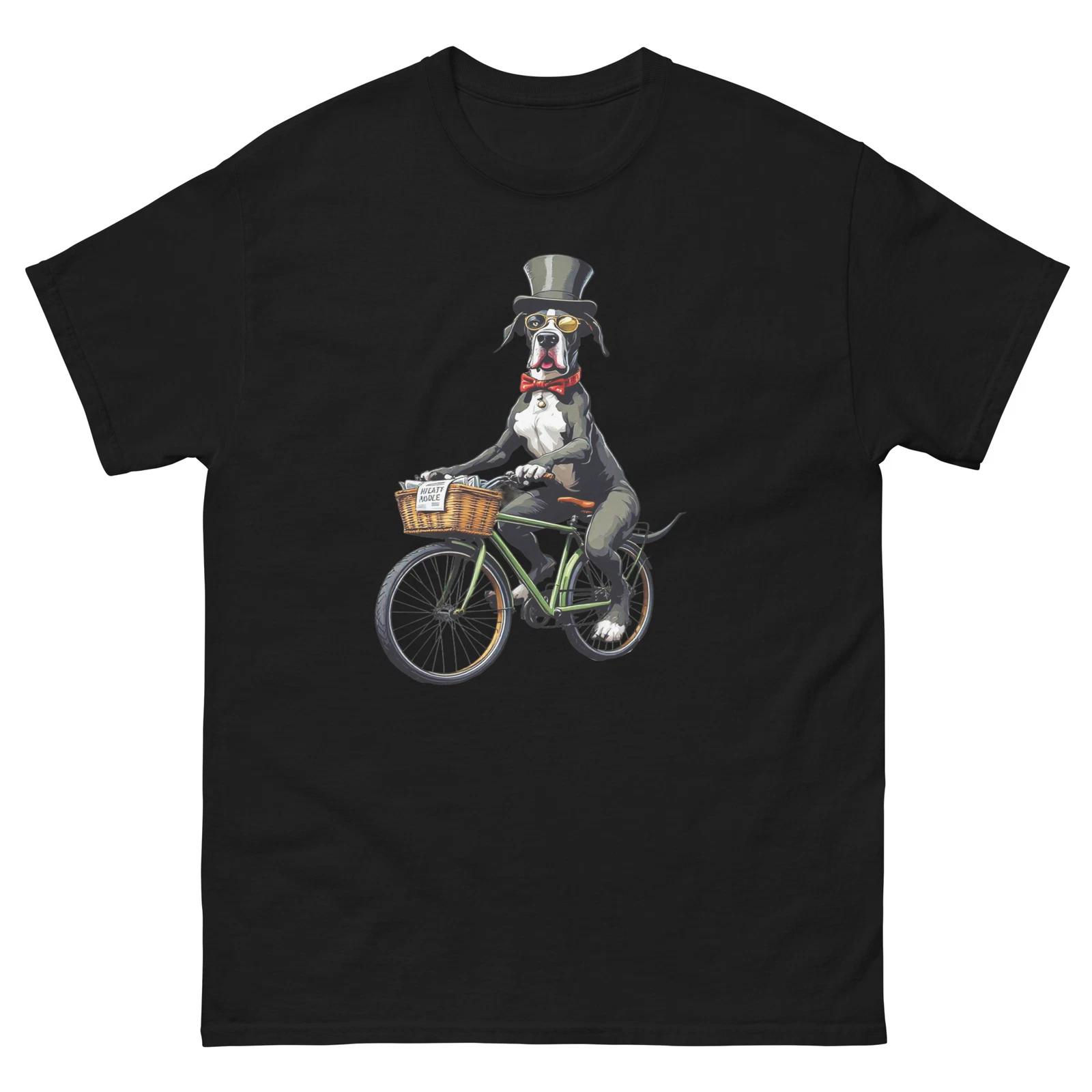 Biking Great Dane Dog Bike Cycling T-Shirt 2XL