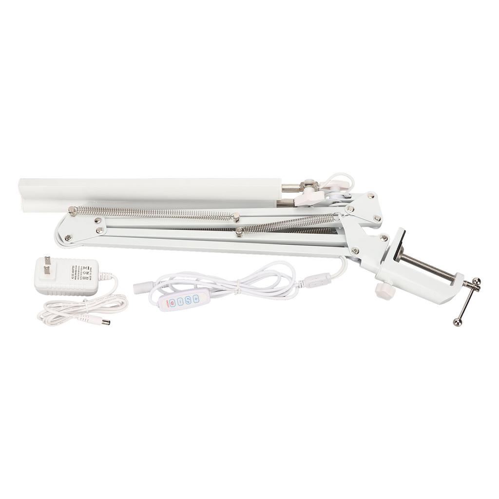 Double Headed Clip Table Lamp Folding Long Swing Arm Eye Care Brightness Adjustable Study Reading