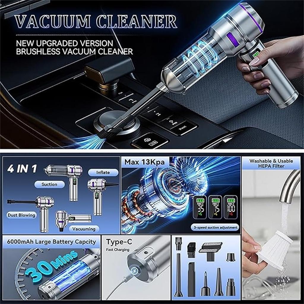 Cordless Handheld Vacuum Cleaner For Wet/Dry Messes,  Design, Ideal For Kitchen Spills, Car Detailing, Workshop Use(Black)