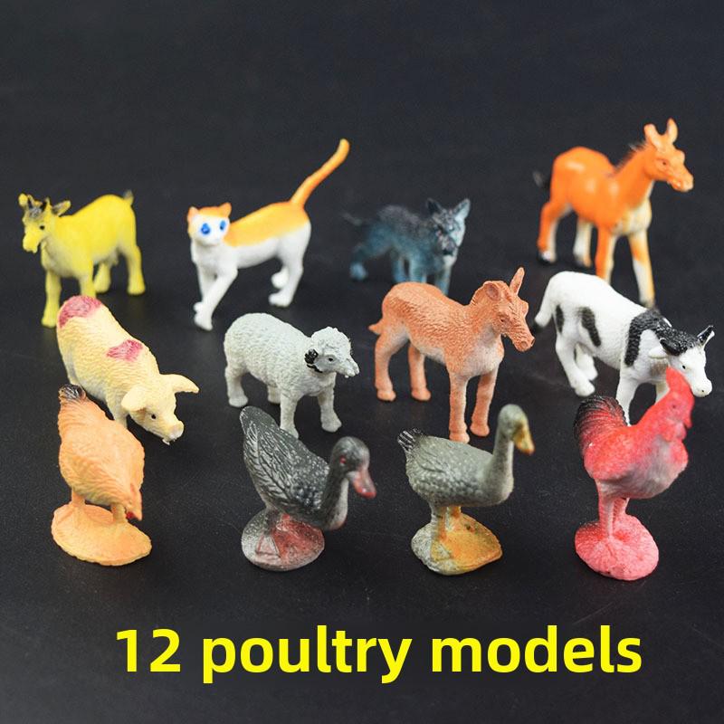 Simulation Poultry Animal Toys Set - Chicken, Duck, Cow Models for Kids