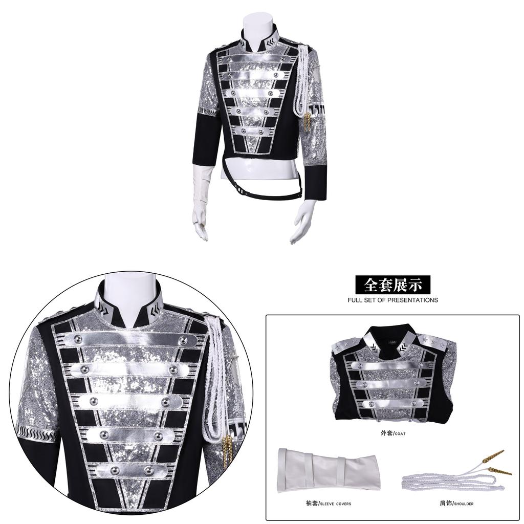 Michael Jackson Pailletten Bühnenkostüm für Halloween Cosplay Auftritte