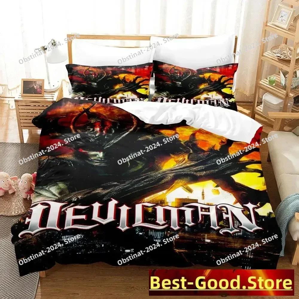 Devilman Sängkläder Enkel Twin Tryckt Sängklädesset Med Örngott Sängpåslakan Mjuk Enkel Dubbel Queen Super King Size