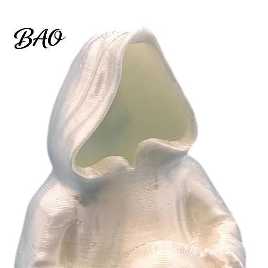 Handheld Skull Ghost 3D Printed Glow in The Dark Ornament, Gothic Hooded Statue Unique Gift for Halloween Desktop Decoration, Luminous Resin Figurine