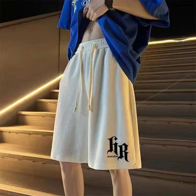 

Мужские повседневные летние шорты средней длины вафельной вязки с принтом букв XL белый