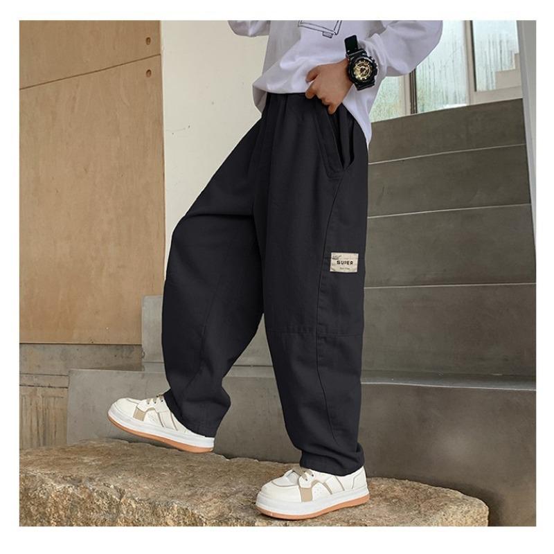 Pantalones Largos Cargo Casuales Lisos Sueltos para Niños