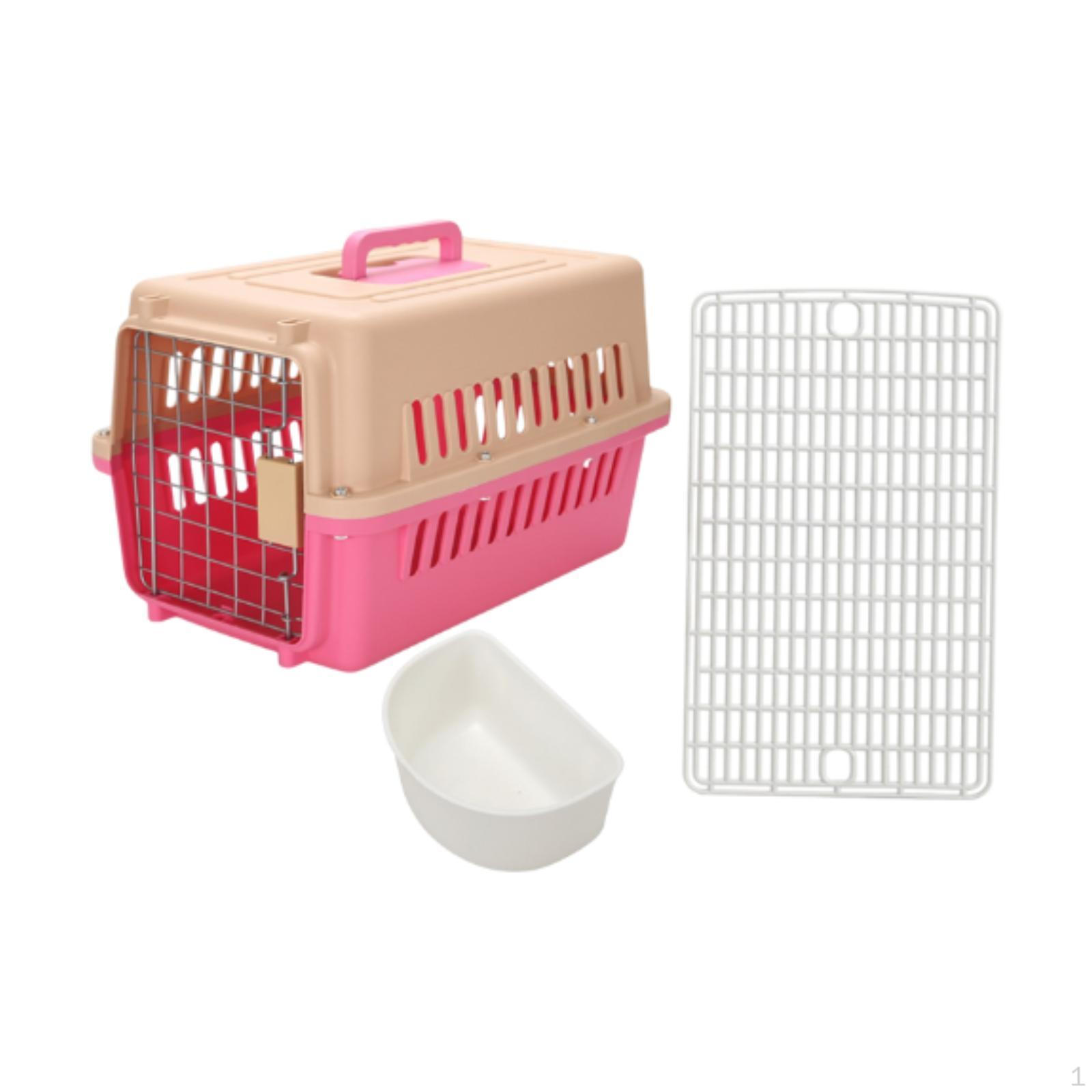 

Dog Cat Carrier Kennel Comfortable Handle Kitty Travel Cage Pet Box for Small Animals розовый