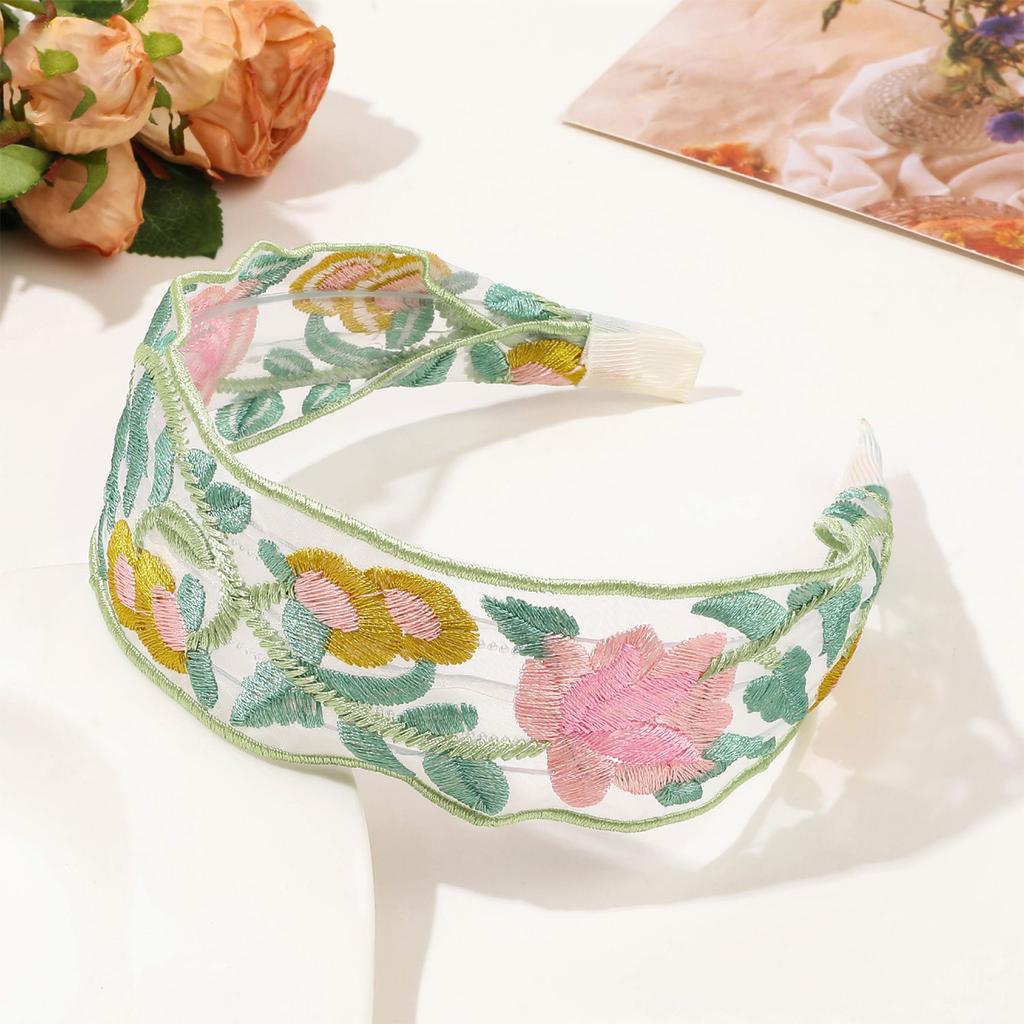 Elegant Embroider Flower Headband For Women Breathable New Chinese Styles Hairhoop For Vintage Styles and Everyday Use
