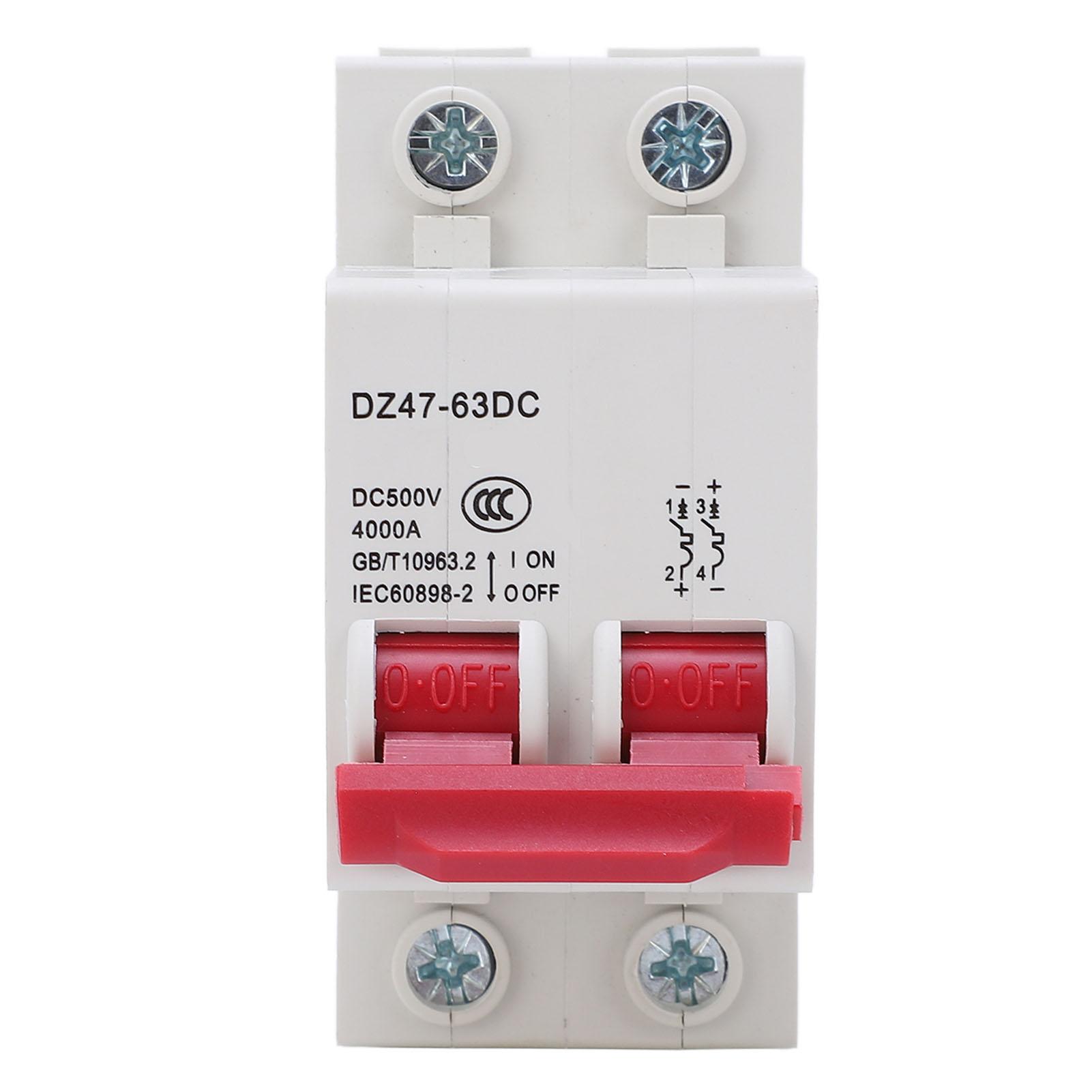 

DC 500V Photovoltaic Circuit Breaker 2P Air Switch for Overload Short Circuit Protection 63A