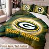 Green Bay Packers Printed Bedding Set Custom Name Text 1 Duvet Cover 2 Pillowcases For Bedroom