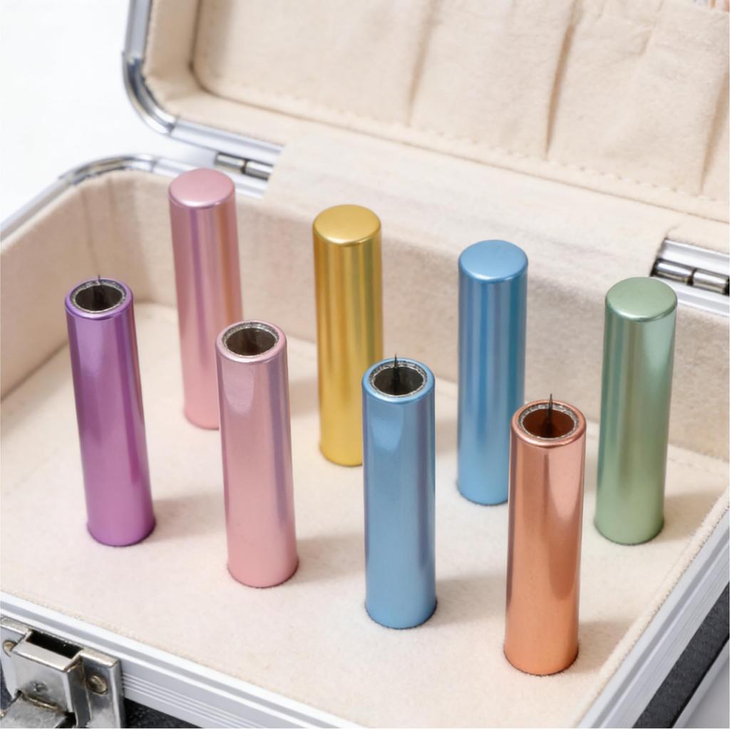 PAMINGONO Nail Pen Set of Zinc Nail Brush Sealed Manicure Pen Protective Inch Nail Art Tools Caps, 6, Alloy, Light-Blocking Covers, Light-Resistant