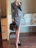 Gray Salt-Style Women's Professional Two-Piece Suit Skirt Set