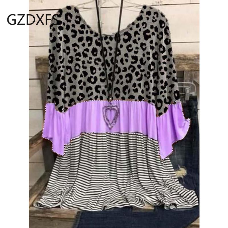 

Весенне-летний свободный полосатый топ с разноцветным принтом 3XL фиолетовый