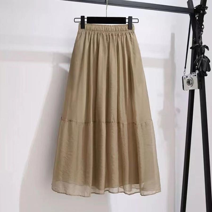 New Fairy Half-Skirt Summer High Waist Misty Cloud Chiffon Patchwork Cute Age-Reducing Half-Skirt