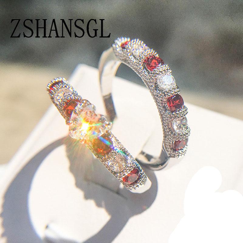 Collezione Primavera Set di Anelli in Argento Sterling Cuore Scintillante Anelli con Zirconi Trasparenti per Donna Regalo per San Valentino