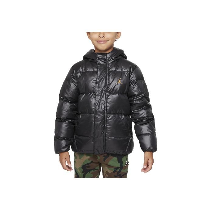 Jordan Logo Quilted Hooded Down Jacket Kids Outerwear Black DO3506-010