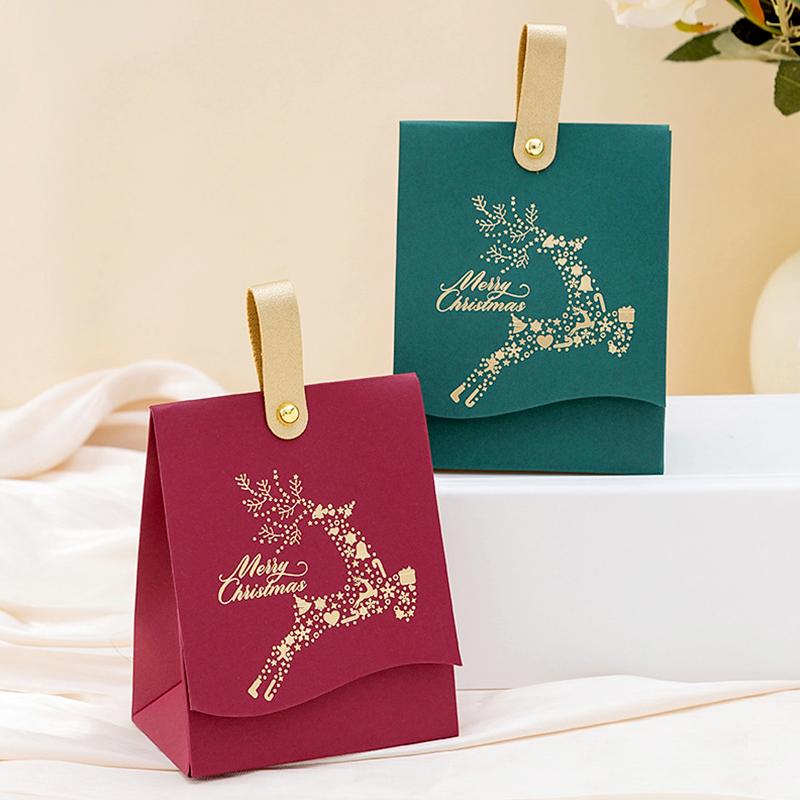 10Pcs/Pack Reindeer Creative Xmas Gift Elegant Candy Box Unique Merry Christmas Packaging Paper