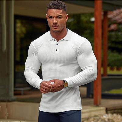 Muscleguys New Autumn Man Comfortable POLO T-shirt Long Sleeve Business Casual Solid Color Pullover