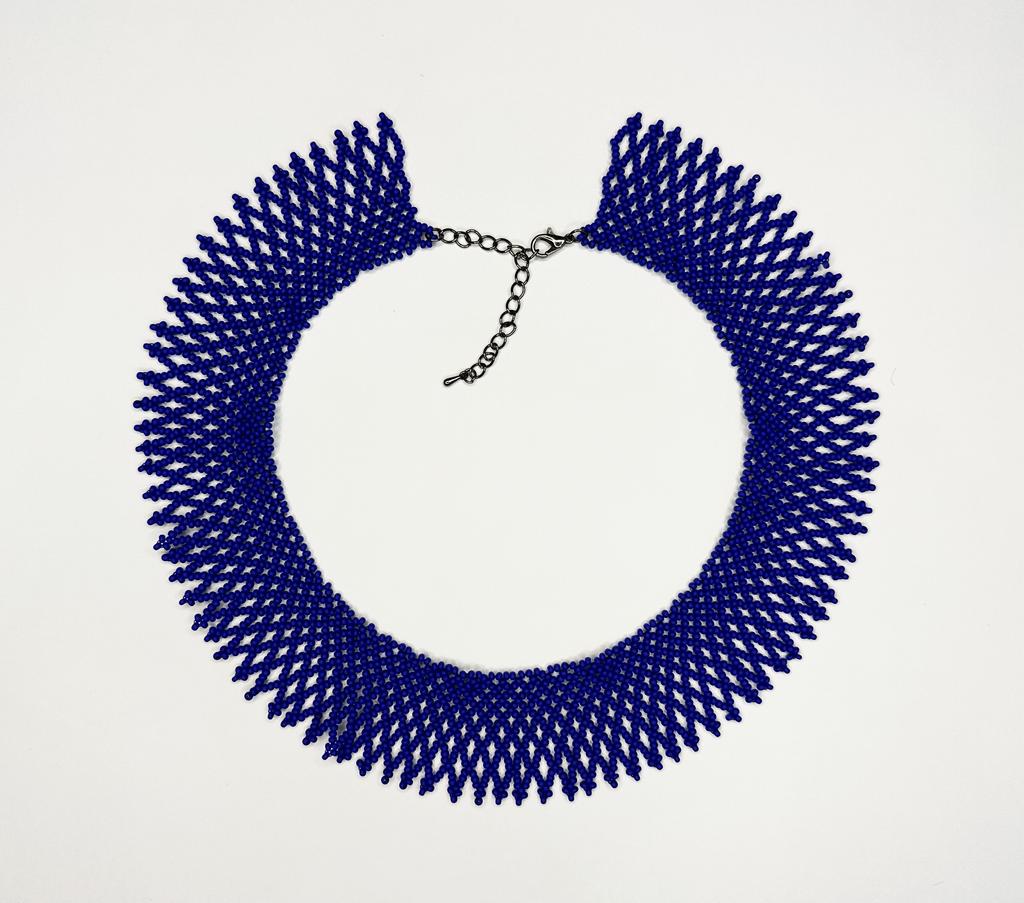 Naszyjnik Silyanka wykonany z czeskich matowych koralików HatynkaUA Naszyjnik ręcznie wykonany naszyjnik do haftowanej koszuli Niebieski (SUN999_54)