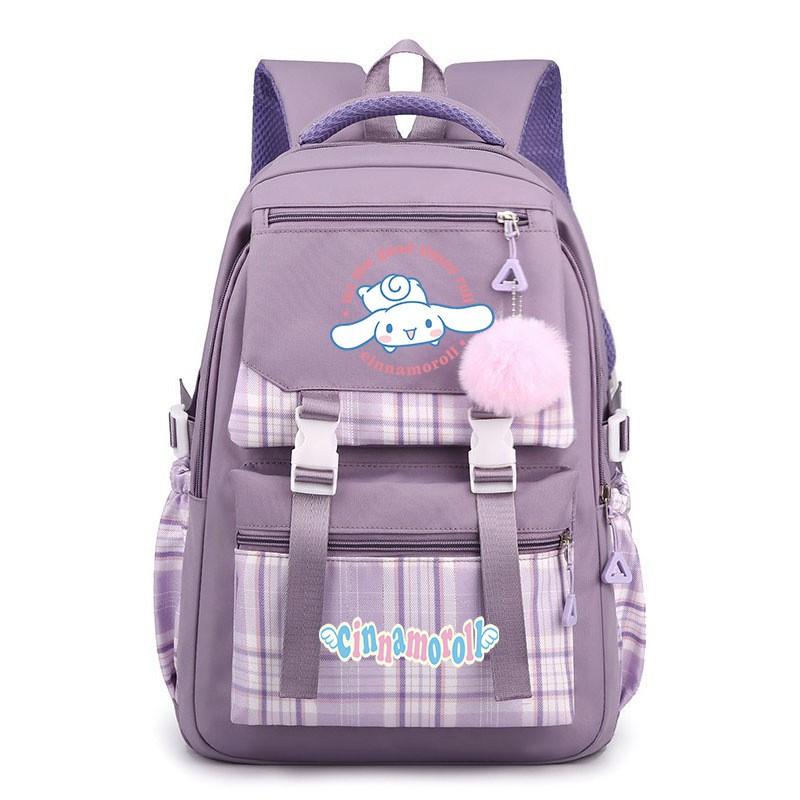 Cinnamoroll Kids School Backpack Boys Girls Large Capacity 20-35L Nylon Dual Strap Bag With Arc Shoulder Straps