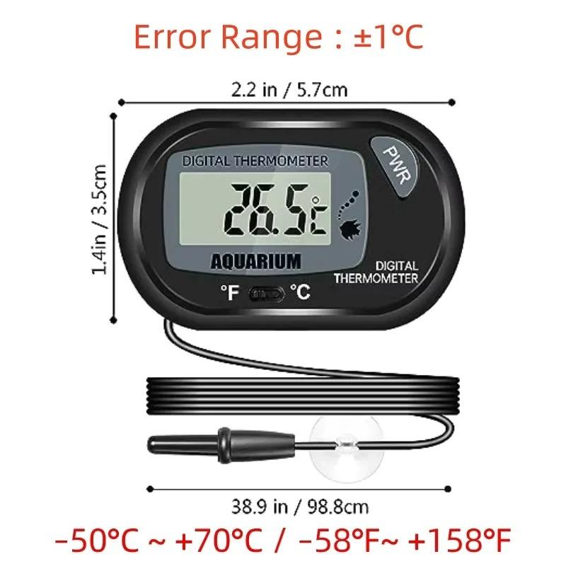 Digital Aquarium Thermometer with Probe Suction Cup Fish Tank Water Electronic Measurement Degrees Celsius ℃