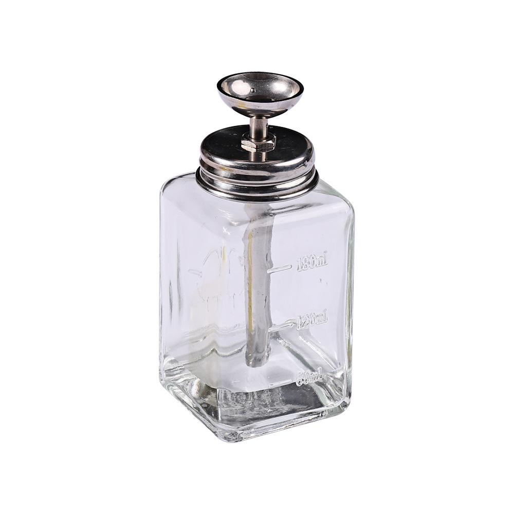 Steel Pump Glass Nail Art Bottle with Scale, Dustproof Cap, Large Mouth, and Anti-Rust Metal Core