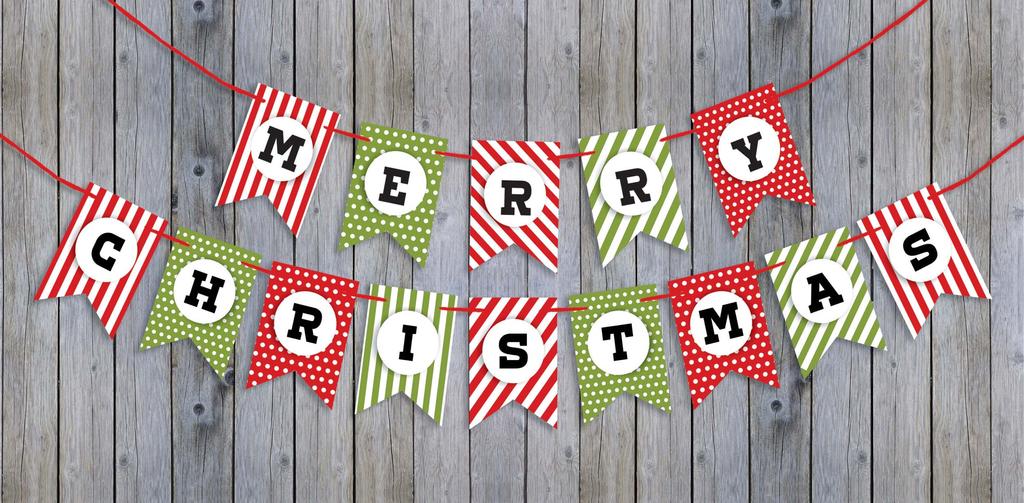 Inkdotpot Pre Strung Bunting Merry Christmas Banner Ready To Hang Kraft Rustic Wall Decor Bunting Flag