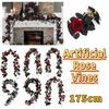 Realistic Halloween Rose Leaf Vines Plastic Reusable Artificial Rose Vines Scene Layout Real Touch Halloween Home Ornaments