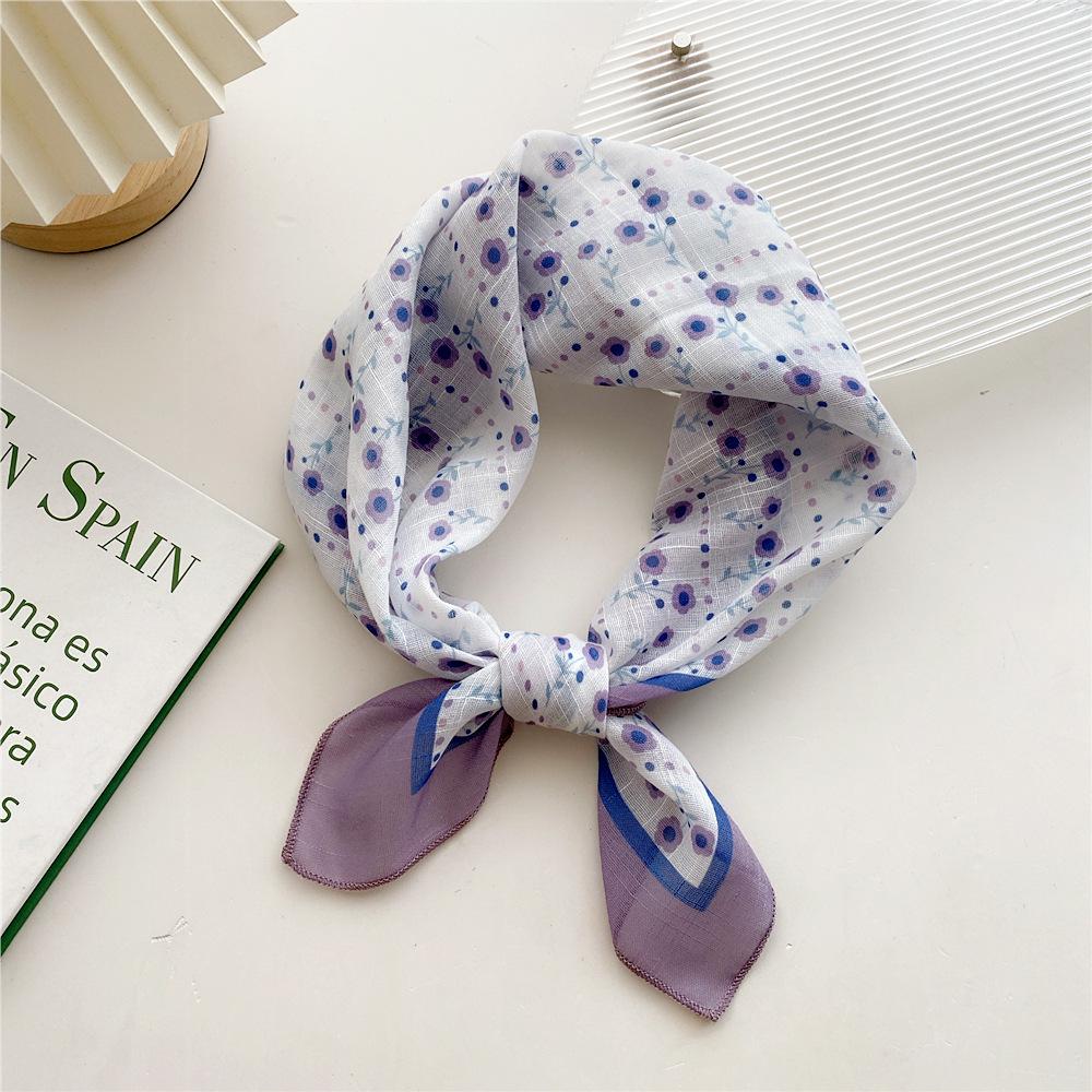 58 Cotton Linen Silk Scarf - Versatile Korean Fashion Neck and Head Bandana for Women