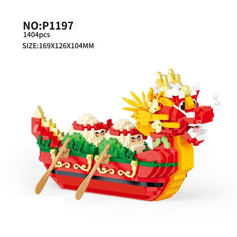 Diy Mini Blocks New Year Decoration Chinese Spring Festival Horse Dragon Boat Micro Bricks Toys Adult Gift Girl Present