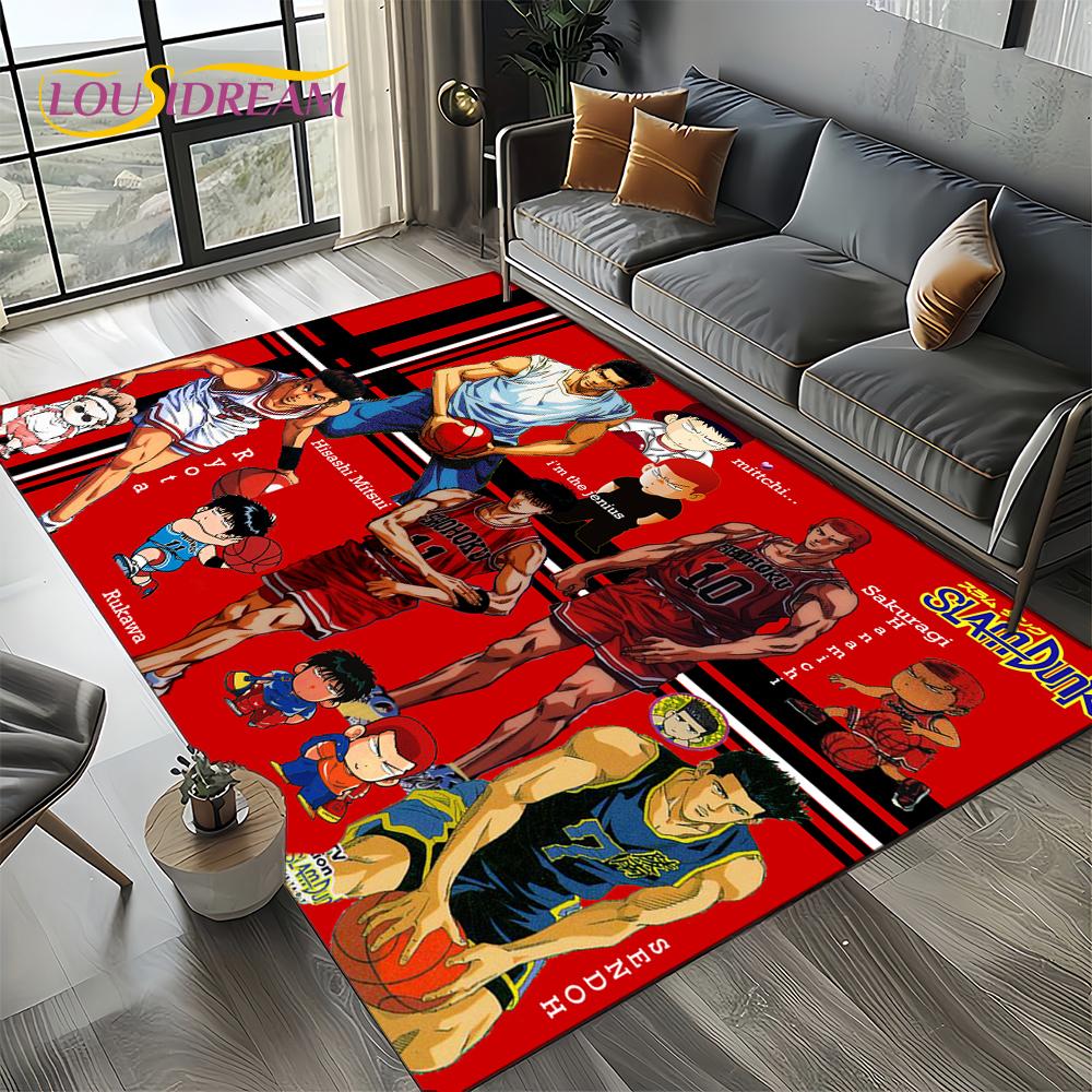 2025 New Cartoon Slam Dunk Anime Basketball Carpet Rug for Bedroom Living Room Home Sofa Decoration,kid Play Decor Floor Mat