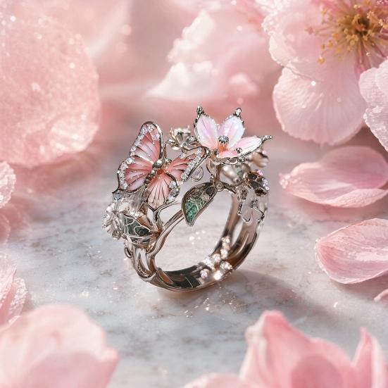 Flexibler Ring Leichte Legierung Fingerring Schmetterling Blumenform Verstellbare Öffnung Langlebig