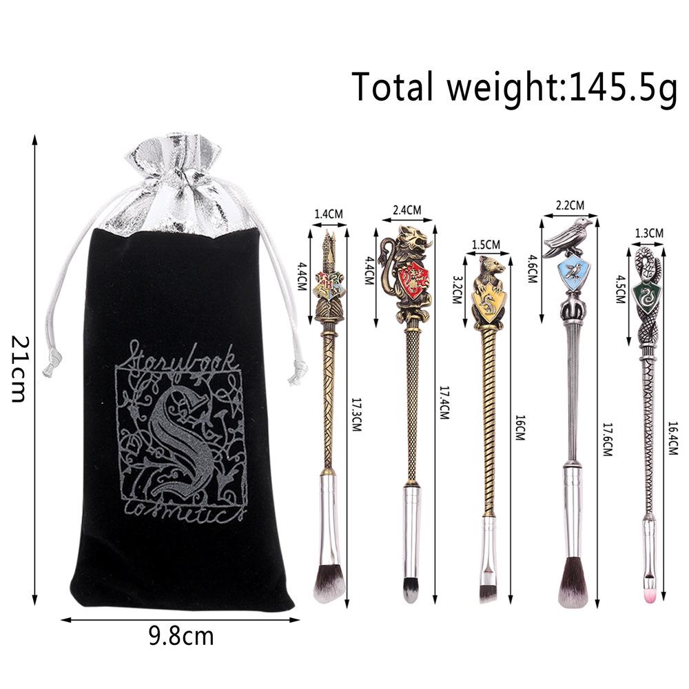 

Набор кистей для теней с гербом школы Гарри Поттера: 5 Кистей для макияжа Midi Fox с металлическими ручками