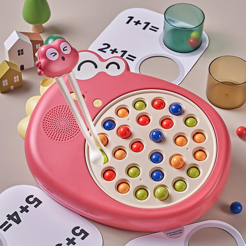 Children Chopstick Learning Toy Dinosaur Board Beads Game Color Sorting Toy for Early Education