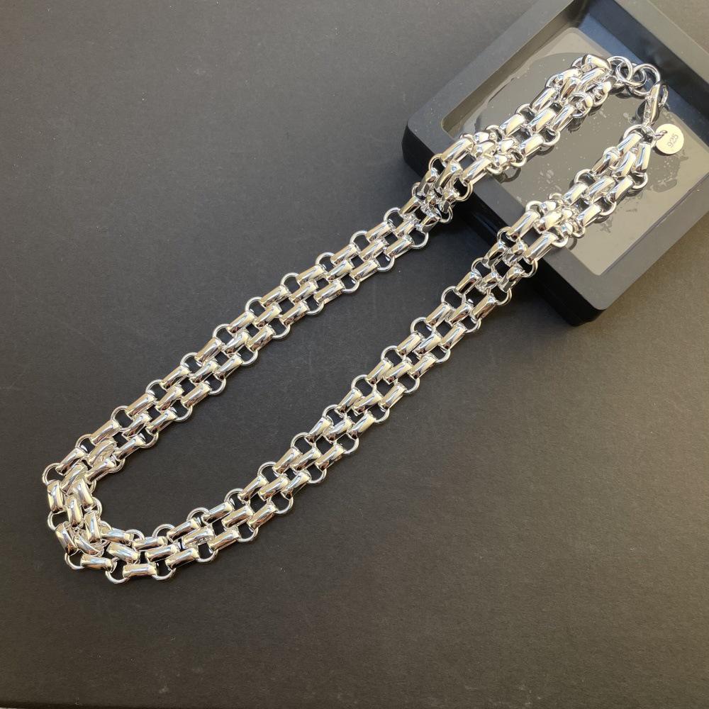 Silver Plated Three-Row Bracelet & Necklace Set - European & American Inspired Korean Style