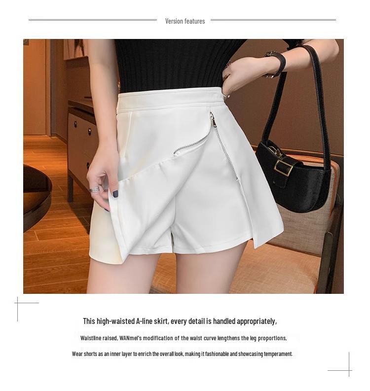 2024 Plus Size High Waist A-Line Irregular Mini Bodycon Skirt - Slimming and Anti-Exposure Design for Petite Figures