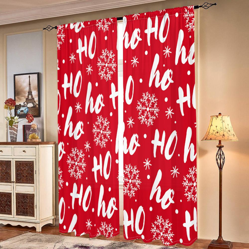 2 kusy, vánoční den vločka písmeno červené závěsy -30% zatemnění - vhodné do obývacího pokoje, ložnice, kuchyně, bytové dekorace