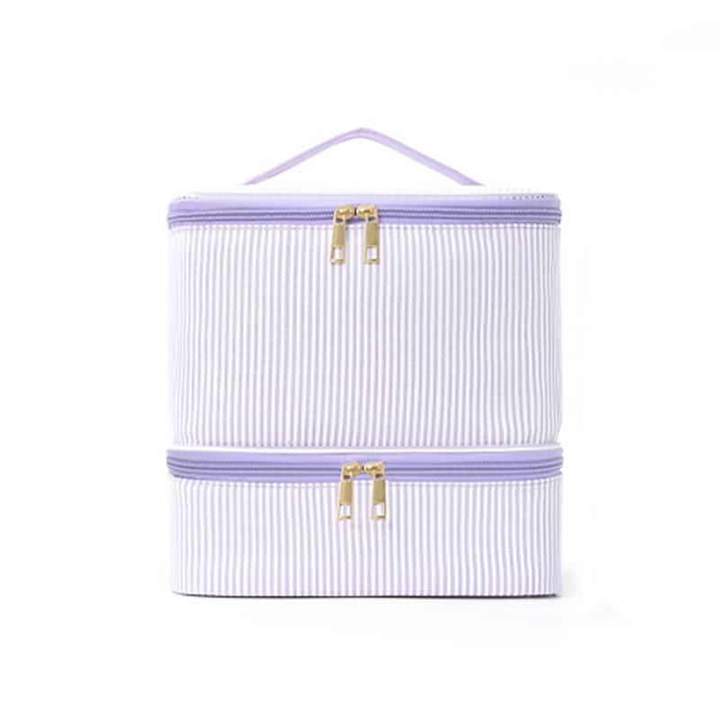 Modern Minimalist Double Layer Makeup Bag With Large Capacity For Travel And Bedroom Storage