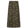 Women Retro Style Skirt, Tawny Leaves Printed Pattern Low Waist Flowy Skirt, S/ M/ L