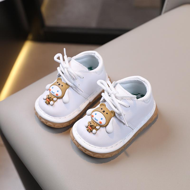 Spring and Autumn New Whistle Boys Single Shoes 0-1-2 Years Old Beef Tendon Sole Called Soft Sole Baby Girl Shoes
