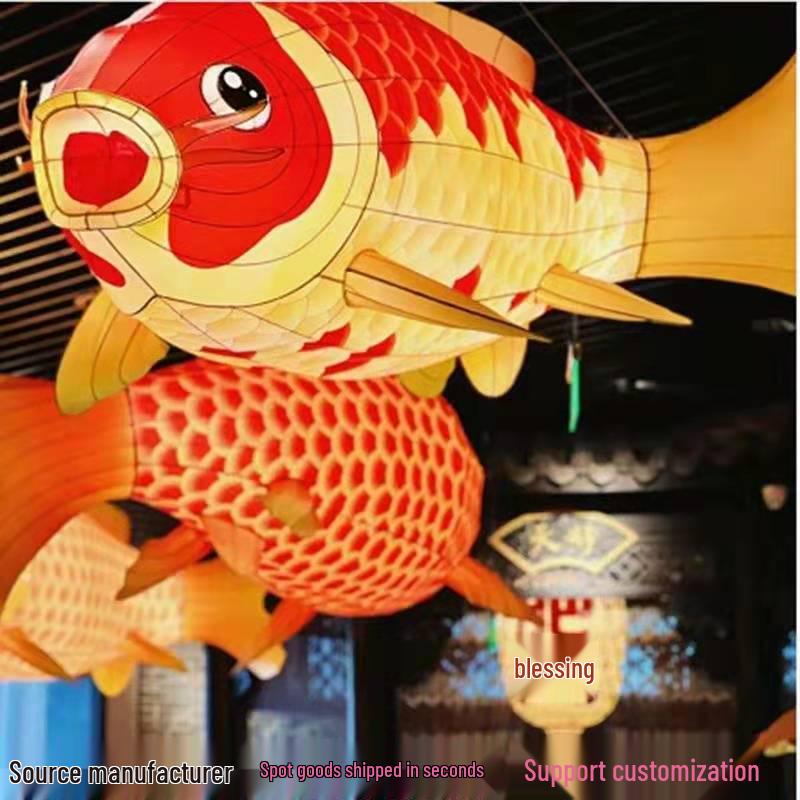 Luminous Fish-Shaped Waterproof Lanterns for Restaurants with Colored Flower Chandelier Lights