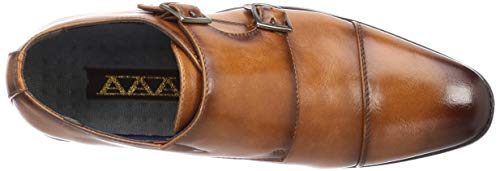 San-A Plus 2755 Men's Double Monk Business Shoes with Air Circulation Sole, Camel, Size 25.5cm