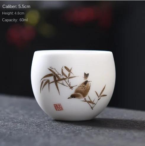 White Porcelain Tea Cup Plain Fat Jade Porcelain Tea Set Master Cup Tea Cup Drawing Arhat Cup Teacup Mug Cup Tea Bowl  200ml