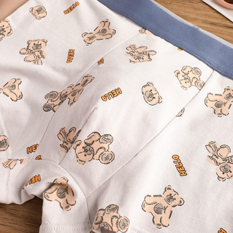 New Men Panties Set Bear Print Cartoon Printing Underwear Breathe Fashion Sexy Breathe  Waist Panties