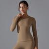 New Double-sided Brushed Solid Color Long Yoga Suit With Long Sleeves, High Elasticity And Breathability For Sports Running