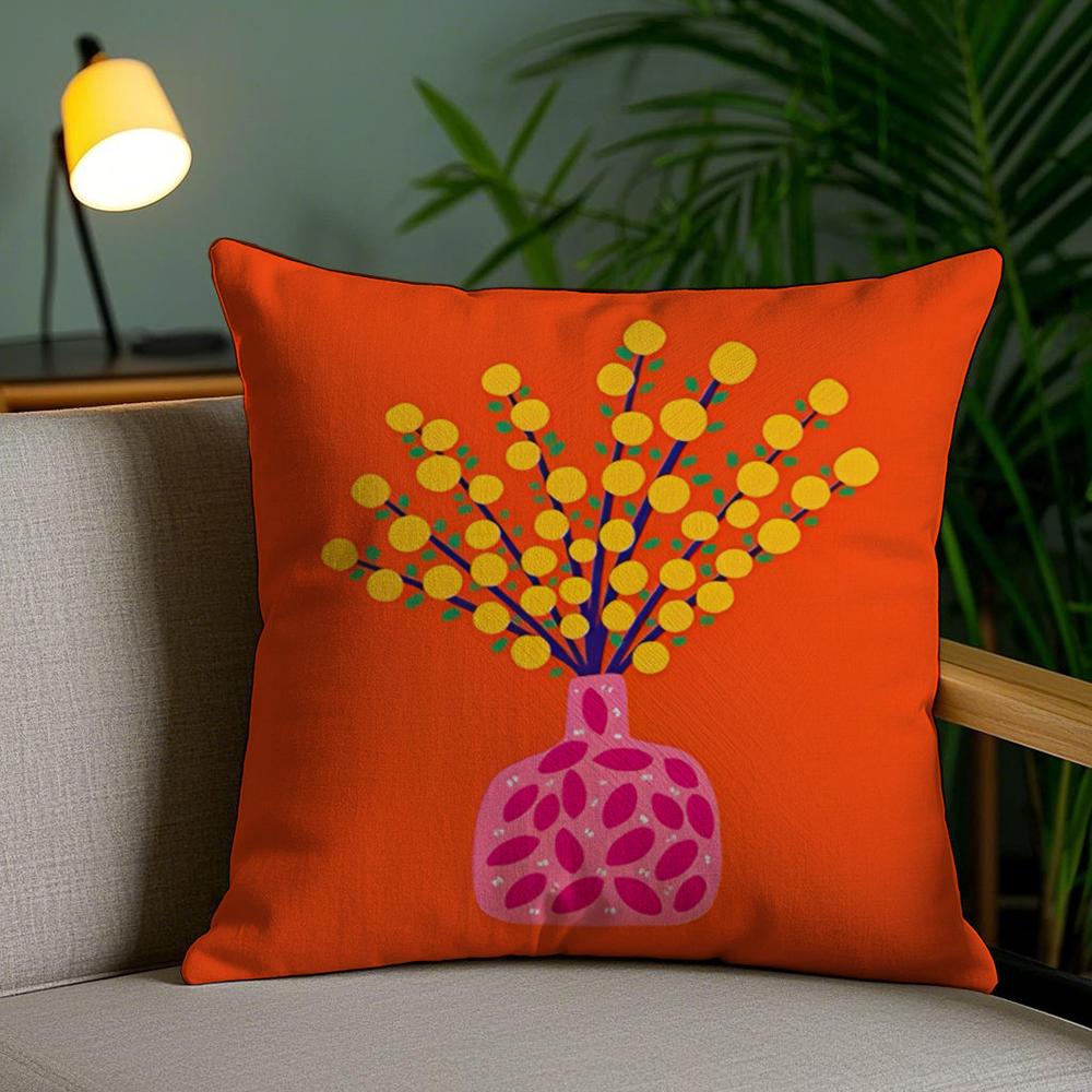 Cartoon Vase Cushion Cover Soft Short Plush Double-Sided Printing Home Decor Machine Washable Pillow Case Gift