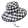Checkered Wide Brim Bucket Hat for Women, UV Protection Sun Hat with Adjustable Chin Strap, Foldable Outdoor Beach Gardening Cap