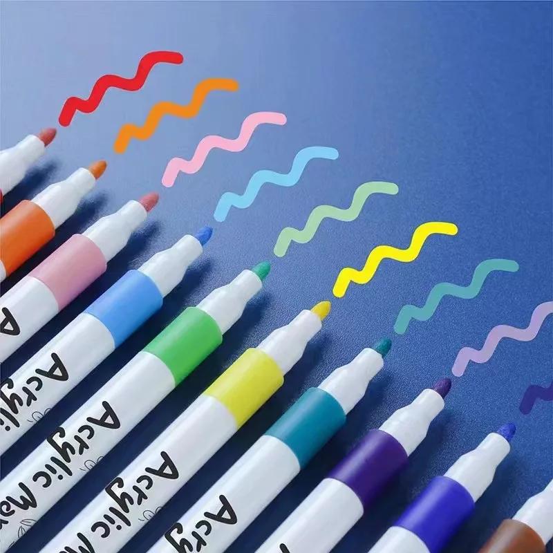 Set di pennarelli acrilici 12-60 colori Penna Pittura Arte Pennarello Punta Morbida per Bambini Pittura su Pietra Ceramica Vetro Legno Tessuto